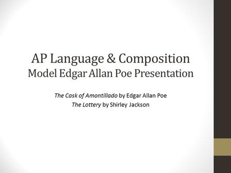 AP Language & Composition Model Edgar Allan Poe Presentation