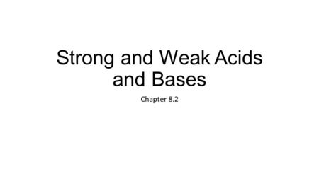 Strong and Weak Acids and Bases