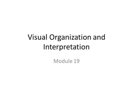 Visual Organization and Interpretation Module 19.