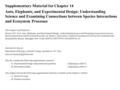 Supplementary Material for Chapter 14 Ants, Elephants, and Experimental Design: Understanding Science and Examining Connections between Species Interactions.