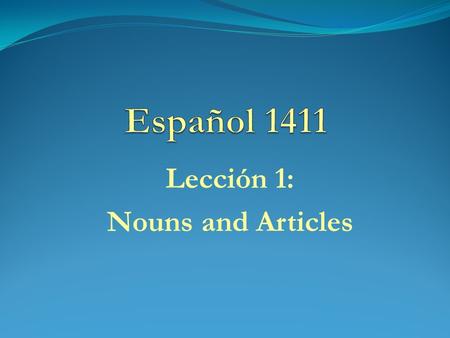 Lección 1: Nouns and Articles