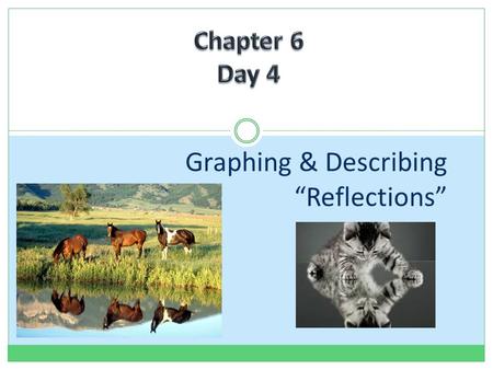 Graphing & Describing “Reflections”. We have learned that there are 4 types of transformations: 1)Translations 2)Reflections 3)Rotations 4)Dilations The.