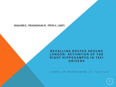 MAGUIRE E., FRACKOWIAK R., FRITH C. (1997) RECALLING ROUTES AROUND LONDON: ACTIVATION OF THE RIGHT HIPPOCAMPUS IN TAXI DRIVERS JOURNAL OF NEUROSCIENCE,