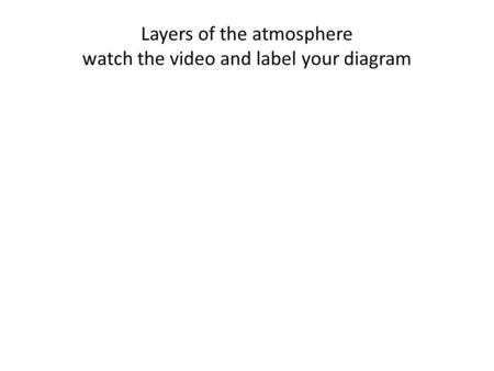 Layers of the atmosphere watch the video and label your diagram.