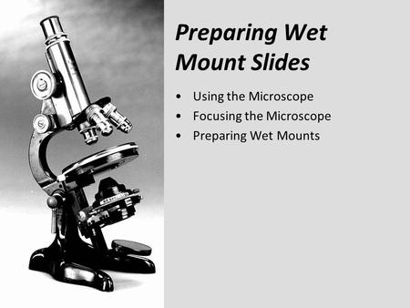 Preparing Wet Mount Slides