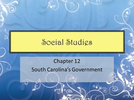 Social Studies Chapter 12 South Carolina’s Government.