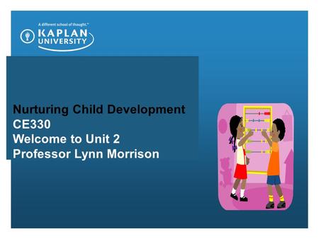 Nurturing Child Development CE330 Welcome to Unit 2 Professor Lynn Morrison.