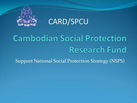 Support National Social Protection Strategy (NSPS) CARD/SPCU 1.