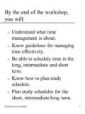 Prioritize your workload1 By the end of the workshop, you will: u Understand what time management is about. u Know guidelines for managing time effectively.