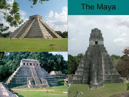 The Maya. Development of Mayan Civilization Reached it’s height between 300 and 900 CE Mesoamerica: southern Mexico, Belize, most of Guatemala, parts.