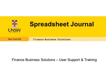 Finance Business Solutions – User Support & Training