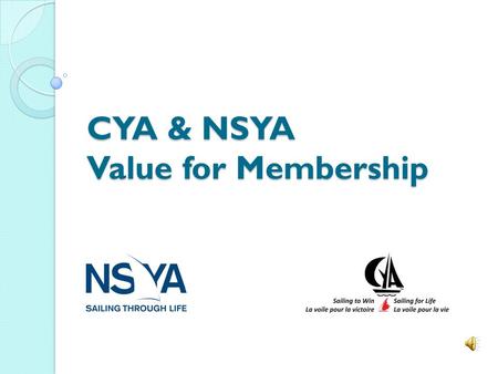 CYA & NSYA Value for Membership This presentation will answer these questions What is the NSYA? What is the CYA? Who are members of the CYA & NSYA? How.