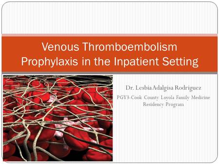 Dr. Lesbia Adalgisa Rodriguez PGY3-Cook County Loyola Family Medicine Residency Program Venous Thromboembolism Prophylaxis in the Inpatient Setting.