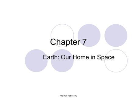 Alta High Astronomy Chapter 7 Earth: Our Home in Space.