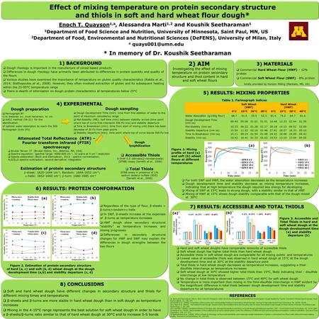 Enoch T. Quayson 1,a, Alessandra Marti 1,2 and Koushik Seetharaman 1 1 Department of Food Science and Nutrition, University of Minnesota, Saint Paul, MN,