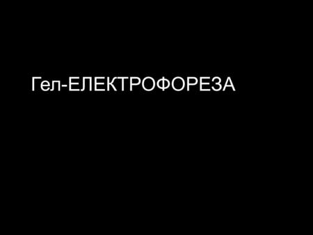 Гел-ЕЛЕКТРОФОРЕЗА. Агароза-Гел Електрофореза Гел електрофорезата е техника што се употребува за анализа на НУКЛЕИНСКИ КИСЕЛИНИ и ПРОТЕИНИ. Агароза-гел.