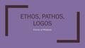 Ethos, Pathos, Logos Forms of Rhetoric.