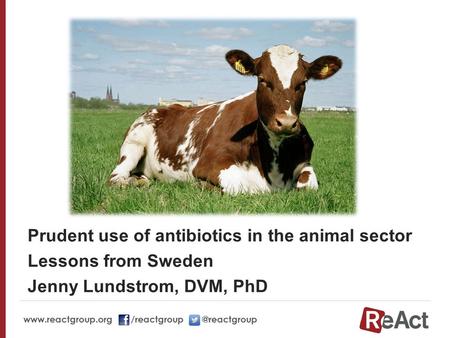 Prudent use of antibiotics in the animal sector Lessons from Sweden Jenny Lundstrom, DVM, PhD.