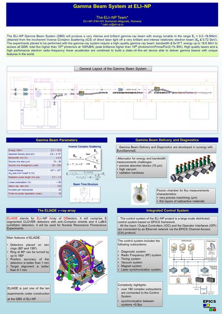 Gamma Beam System at ELI–NP The ELI–NP Team* ELI–NP, IFIN–HH, Bucharest–Magurele, Romania * The ELI–NP Gamma Beam System (GBS) will.