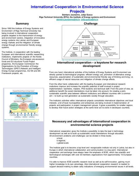 SummaryChallenge Necessary and advantages of international cooperation in environmental science projects International cooperation gives the Institute.