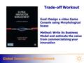 Global Innovation Management Trade-off Workout Goal: Design a video Game Console using Morphological boxes Method: Write its Business Model and estimate.