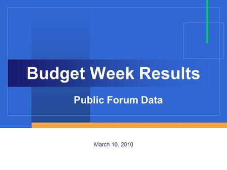 Budget Week Results Public Forum Data March 10, 2010.