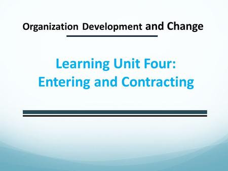 Organization Development and Change