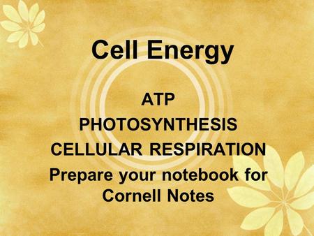 Prepare your notebook for Cornell Notes