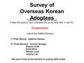 Survey of Overseas Korean Adoptees Congratulation - List of the Raffle Winners - 1 st Prize Winner : Katerina Hansen 2 nd Prize Winners : Yannick Granger.