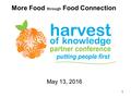 More Food through Food Connection May 13, 2016 1.