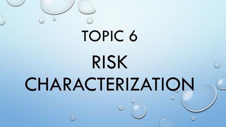 Risk CHARACTERIZATION