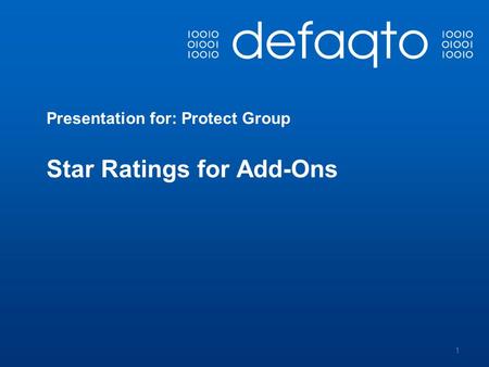 Star Ratings for Add-Ons Presentation for: Protect Group 1.