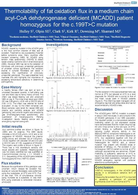 MCADD, caused by mutation in the ACADM gene is the most common disorder of fatty acid  - oxidation. Treatment is very successfully if started before symptoms.