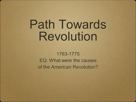 Path Towards Revolution