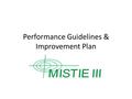 Performance Guidelines & Improvement Plan. Performance expectations based on 80 annual admissions 5 screens per month 0.5 randomizations per month Monthly.