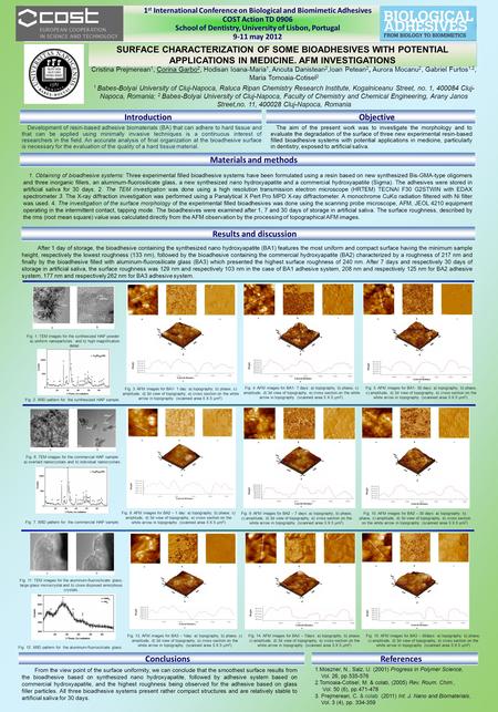 SURFACE CHARACTERIZATION OF SOME BIOADHESIVES WITH POTENTIAL APPLICATIONS IN MEDICINE. AFM INVESTIGATIONS Introduction Development of resin-based adhesive.