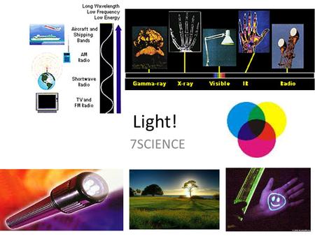 Light! 7SCIENCE. Characteristics of Light Light carries energy – Electromagnetic wave – Sources of light give off light waves A narrow beam of light travelling.