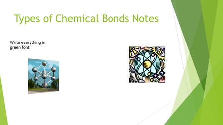 Types of Chemical Bonds Notes Write everything in green font.