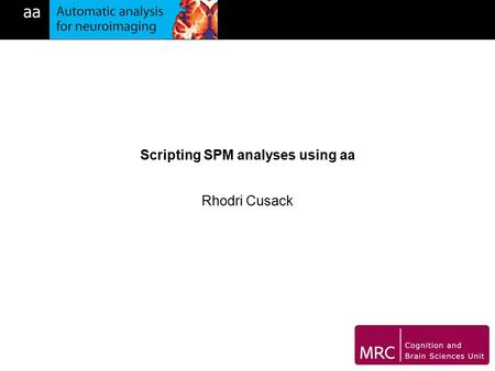 Aa Scripting SPM analyses using aa Rhodri Cusack.