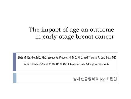 The impact of age on outcome in early-stage breast cancer 방사선종양학과 R2. 최진현.