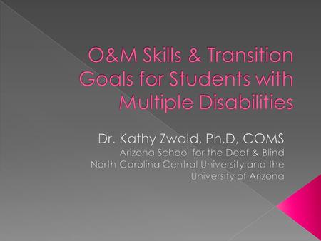  Over 50 percent of caseload  Over 30 percent had other impairments as primary diagnosis  Serve 3 times more students with visual and cognitive impairments.