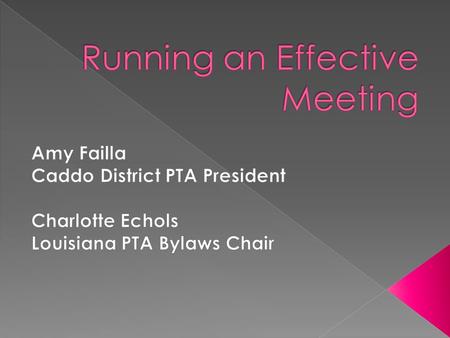  Meeting skit  What makes a meeting effective?  What are the roles and responsibilities of the officers and board of directors?  What is the order.