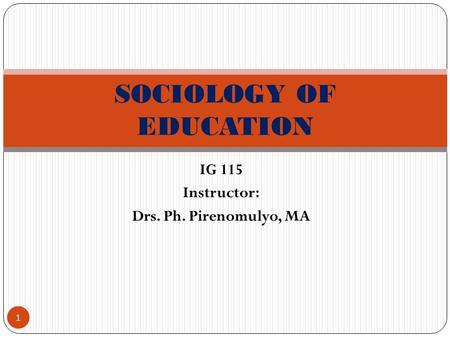 SOCIOLOGY OF EDUCATION