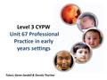 Level 3 CYPW Unit 67 Professional Practice in early years settings Tutors; Karen Sendall & Dorota Thurlow.