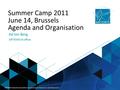 Title of presentation ARTEMIS Industry Association Summer Camp 2011 June 14, Brussels Agenda and Organisation Ad ten Berg ARTEMIS-IA office ARTEMIS Industry.