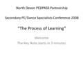 North Devon PEDPASS Partnership Secondary PE/Dance Specialists Conference 2008 “The Process of Learning” Welcome The Key Note starts in 3 minutes.