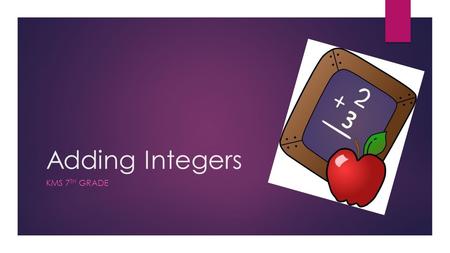 Adding Integers KMS 7 TH GRADE. Adding Integers Rules  To add integers with the same sign: you add the absolute values and keep the sign.  Example A.