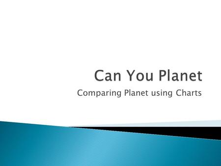 Comparing Planet using Charts.  Size  Appearance  Having moons  Having rings  Period of rotation (how long a day is)