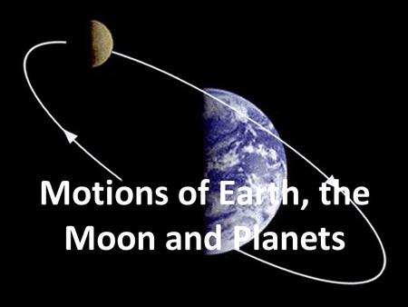 Motions of Earth, the Moon and Planets