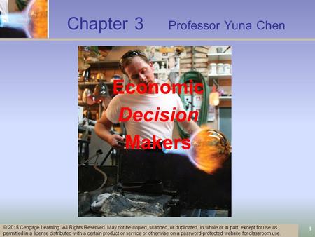 Chapter 3 Professor Yuna Chen 1 © 2015 Cengage Learning. All Rights Reserved. May not be copied, scanned, or duplicated, in whole or in part, except for.